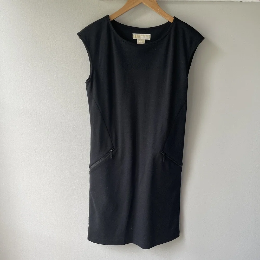 Michael Kors Black Zipper Pocket Little Black Dress Women's Size Small